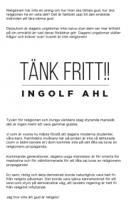 Tänk Fritt!! av Ingolf Ahl
