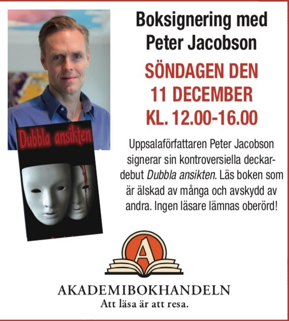 Peter Jacobson signerar böcker i Uppsala