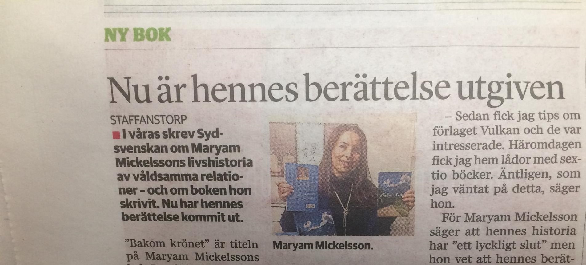 Sydsvenskan skriver om Maryam Mickelsson och Vulkan